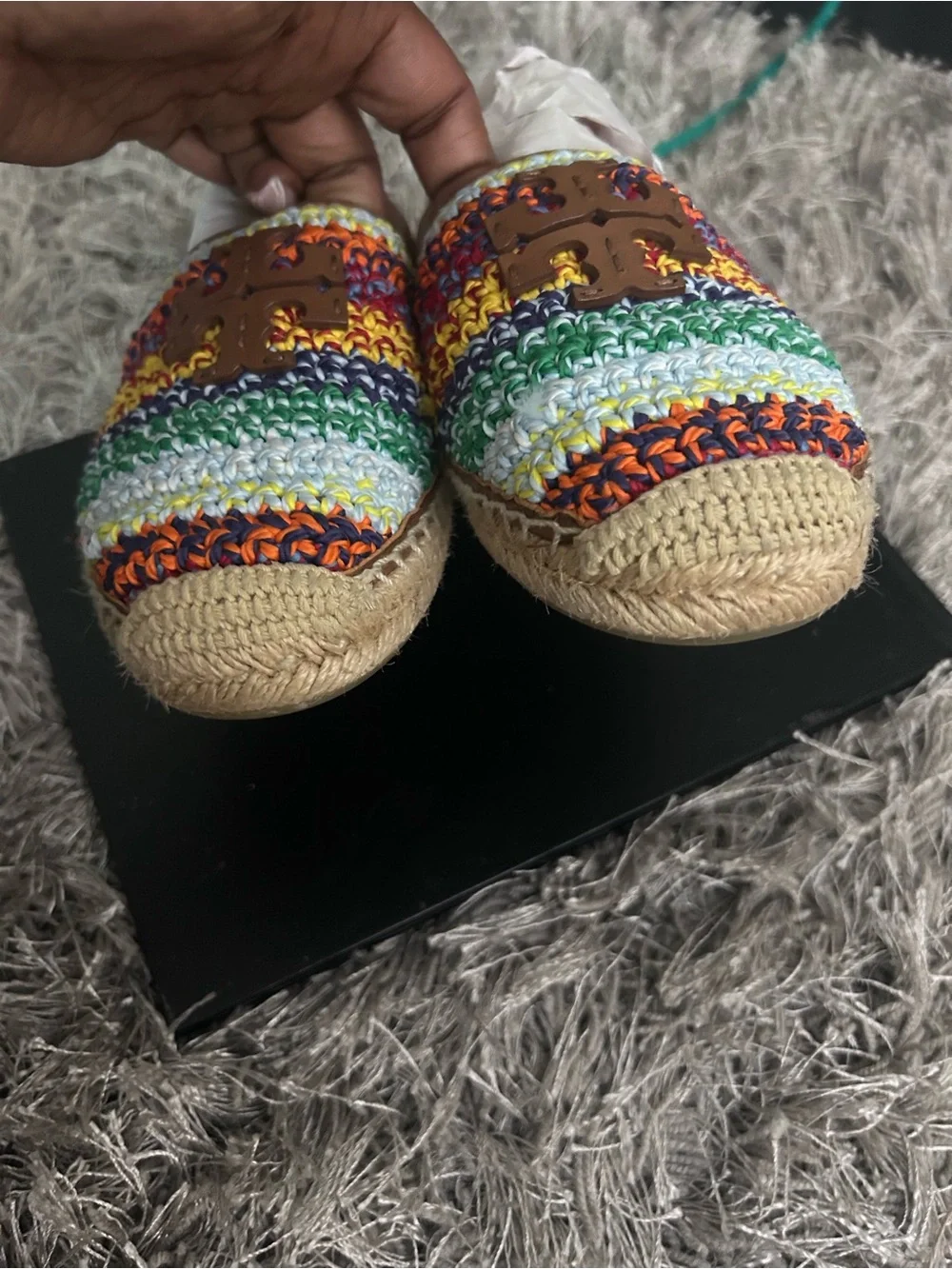 Tory Burch Multicolor Crochet Espadrille Slip-Ons